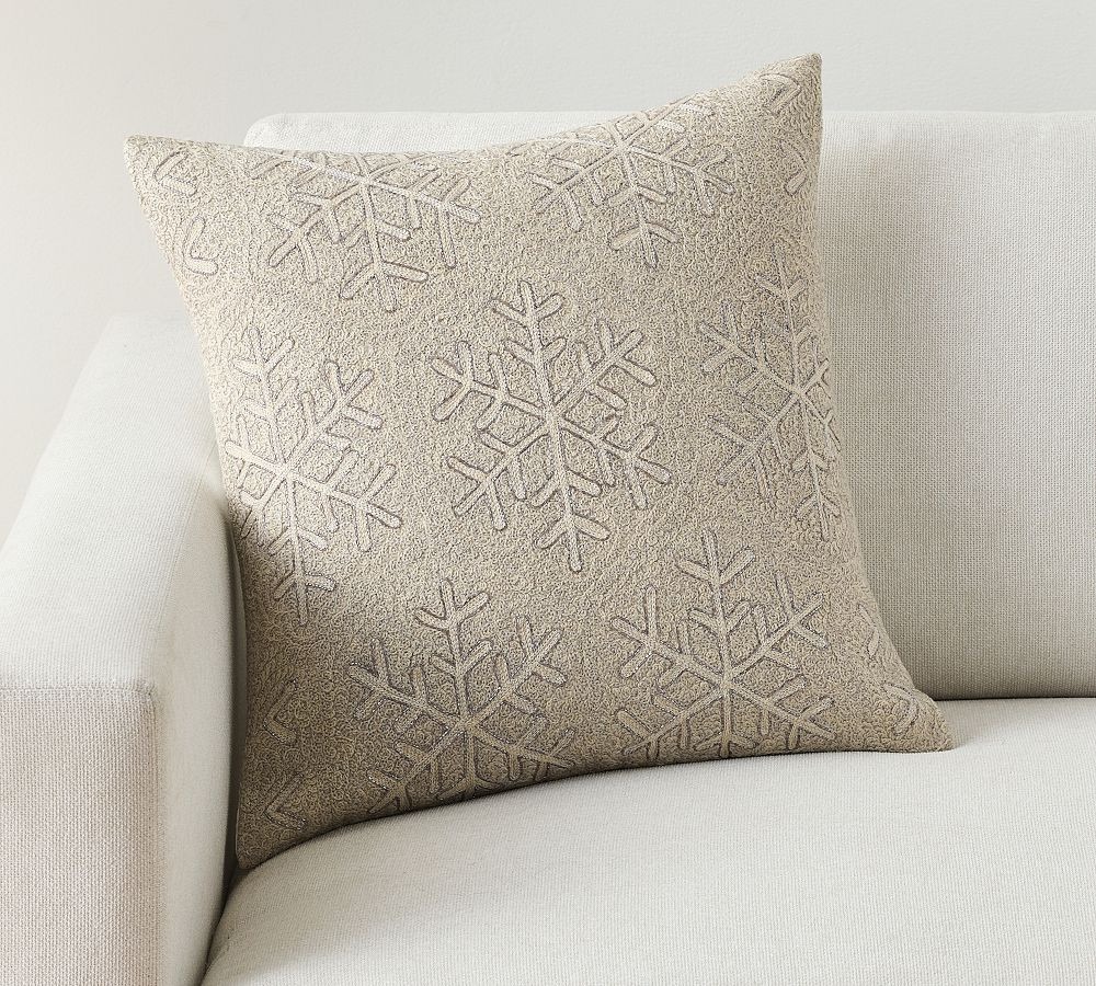 Shimmer Snowflake Embroidered Pillow | Pottery Barn (US)
