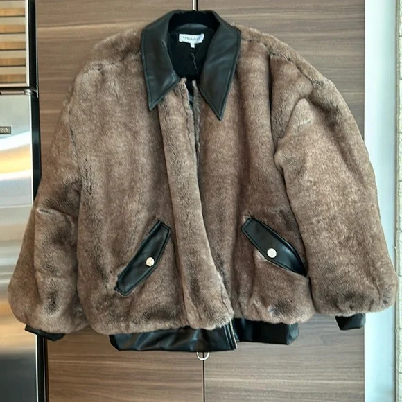 NWT WeWoreWhat faux fur bomber jacket, size Large. | Poshmark