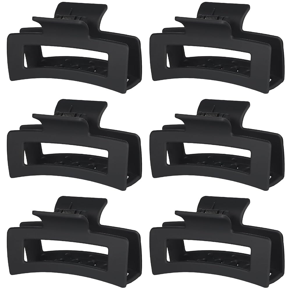 3.5 Inch Medium Hair Claw Clips 6 Pack Hair Clips for Women Square Claw Clips Rectangle Clips for... | Amazon (US)