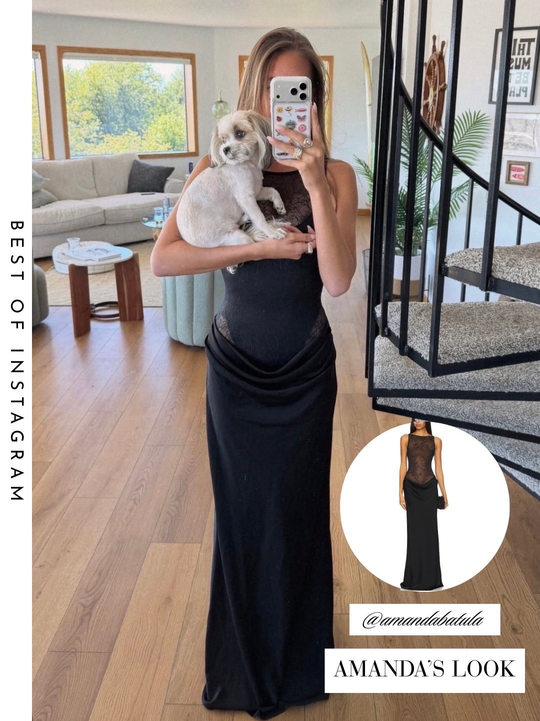 Amanda Batula’s Black Lace Drop Waist Gown 📸= @amandabatula