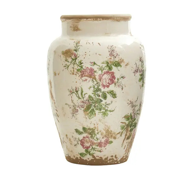 12.5" Tuscan Ceramic Floral Print Vase | Bed Bath & Beyond
