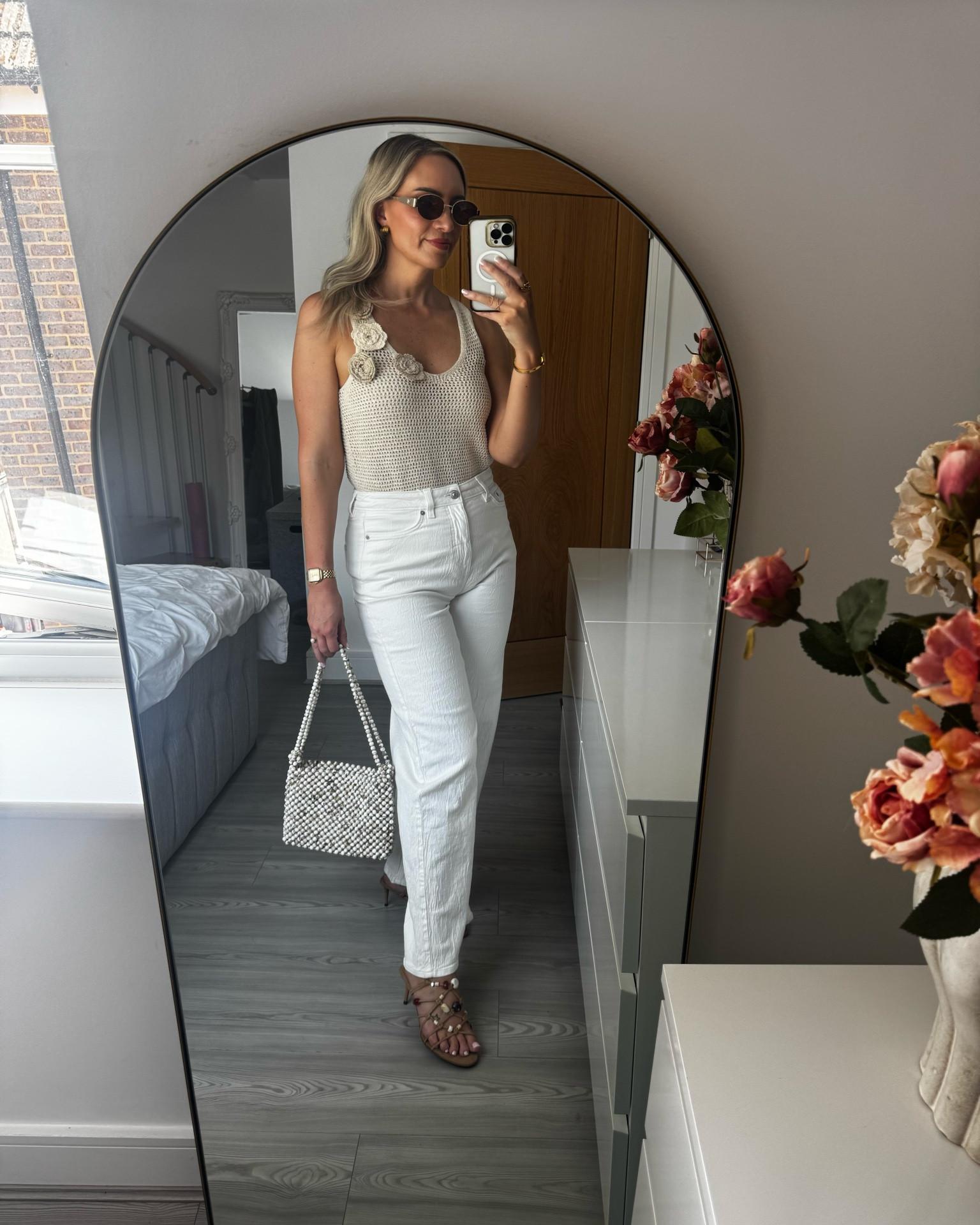 Summer outfit ideas 🫶🏼

Crochet-style vest size 10
White trousers size 12 regular

#LTKsummer #LTKstyletip #LTKbag