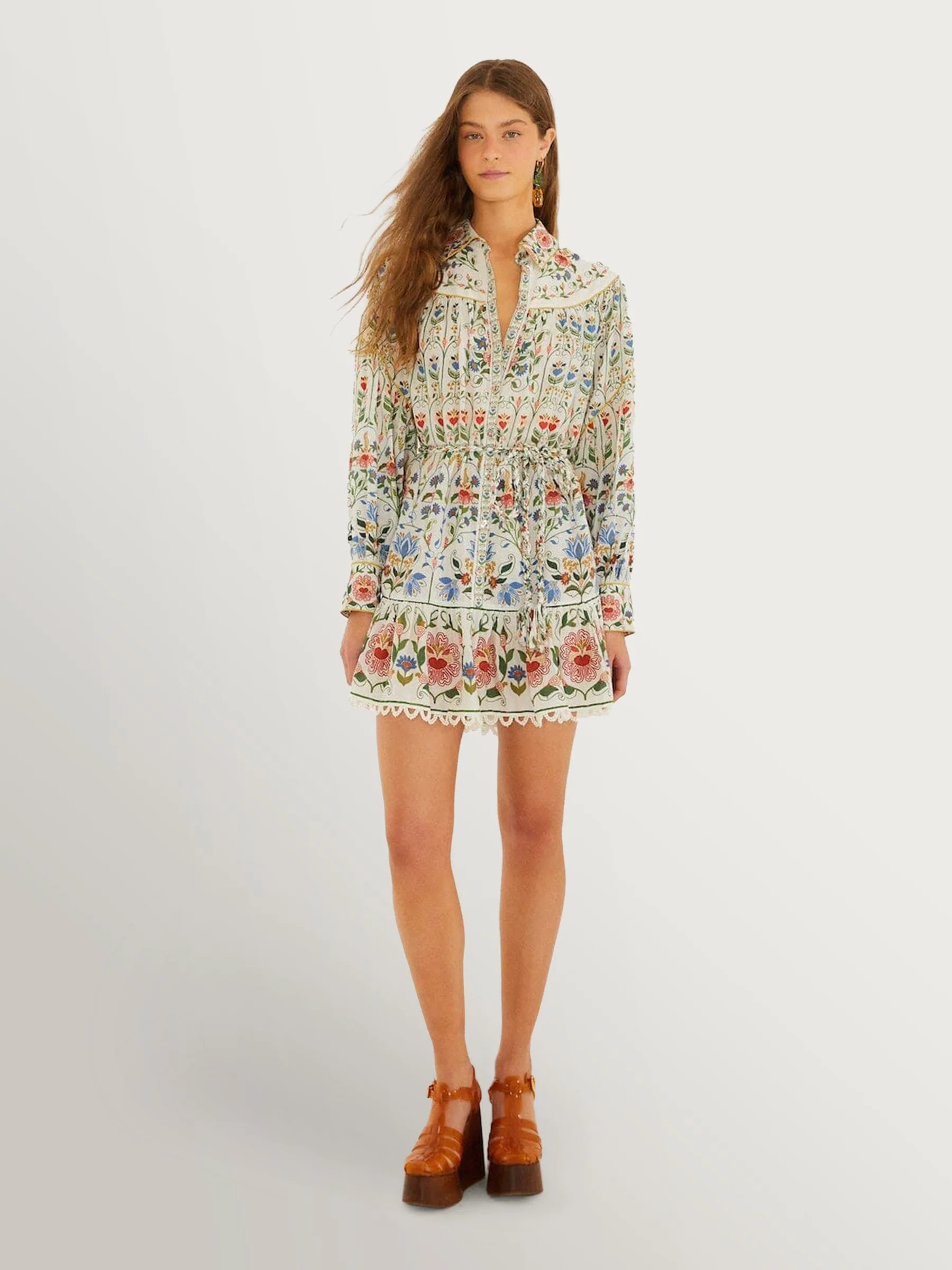 Farm Rio Farm Rio Stitched Garden Off-White Mini Dress | Next US