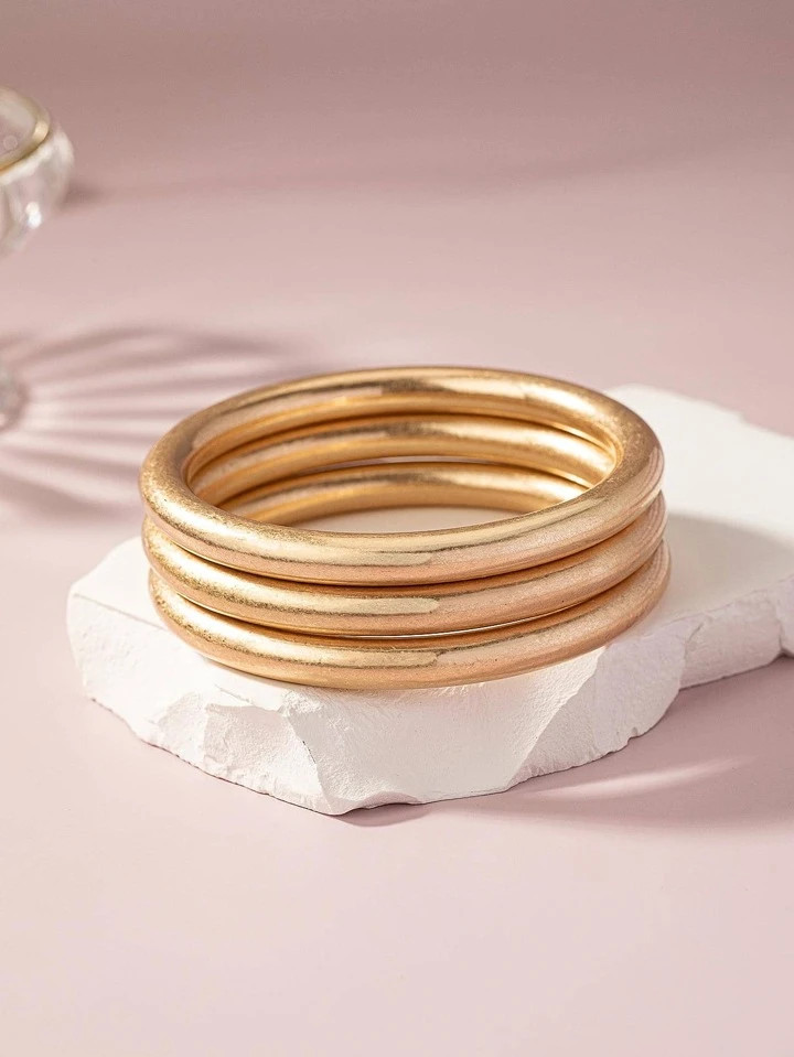 3pcs/set Fashionable Polyresin Minimalist Bangle For Women For Daily Decoration | SHEIN