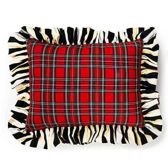 Red Tartan & Stripe Ruffle Lumbar Pillow | MacKenzie-Childs