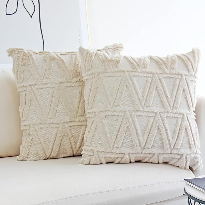 JOJUSIS Plush Short Wool Velvet Decorative Throw Pillow Covers Luxury Style Cushion Case Faux Fur... | Amazon (US)