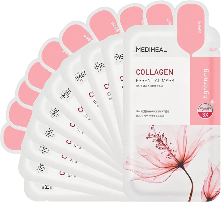 Mediheal Official Best Korean Sheet Mask - Collagen Essential Face Mask 10 Sheets Lifting and Fir... | Amazon (US)