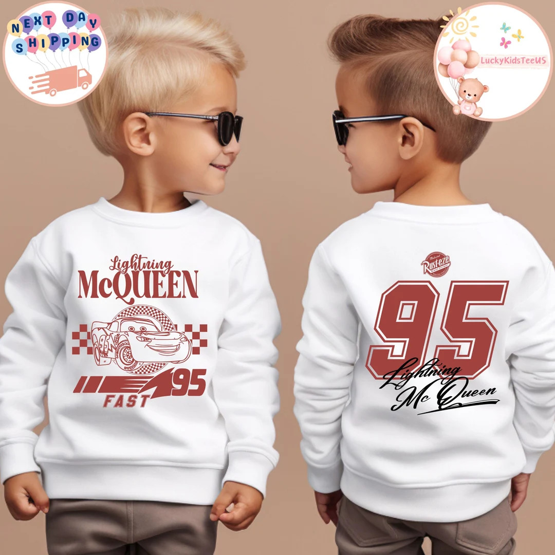 Ligtning Mcqueen Toddler Sweatshirt, Disney Cars Kids T-shirt, Checkered Mcqueen Boy Shirt, Disne... | Etsy (US)
