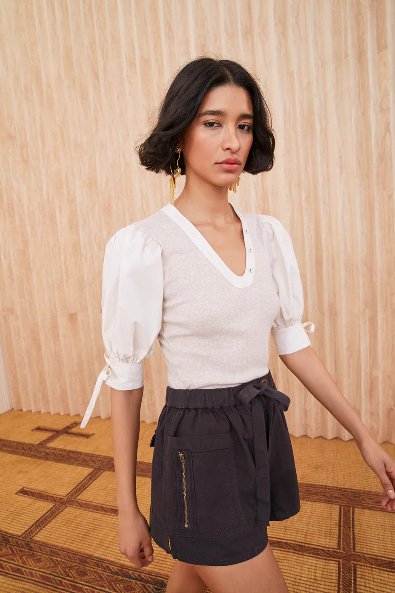 Ribbed Cotton Poplin Sleeve Top | Ulla Johnson