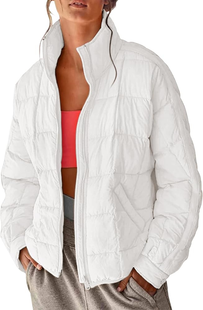 Xiaoxuemeng Womens Quilted Puffer Jacket Zip Up Lightweight Padded Coat Outwear | Amazon (US)