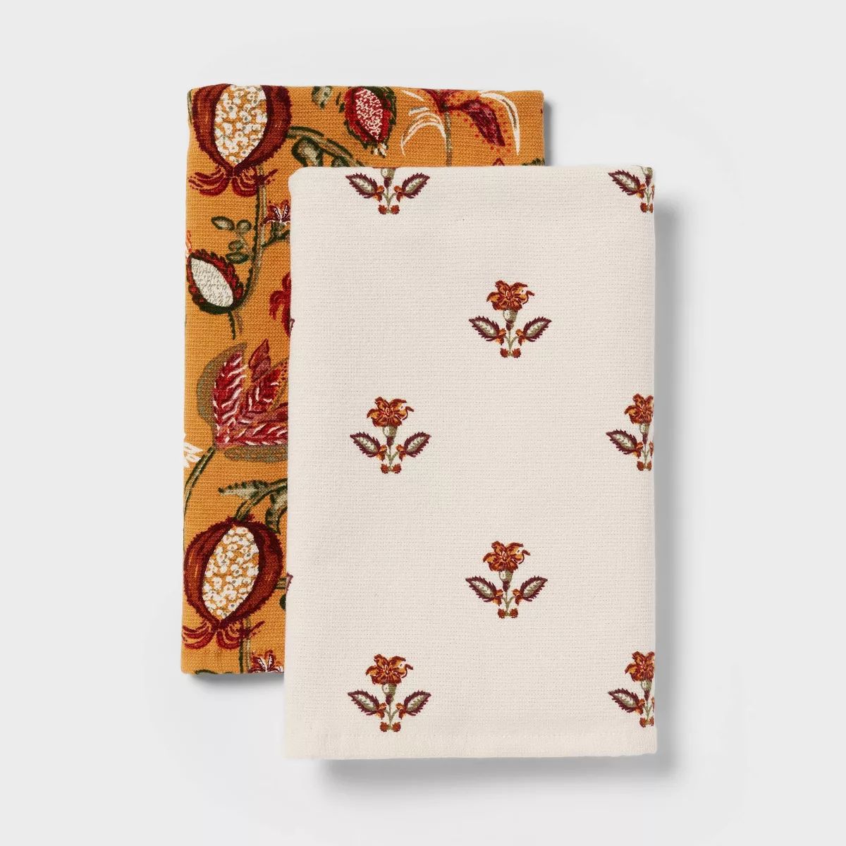 2pk Harvest Allover Fall Foliage Printed Hand Towel - Threshold™ | Target