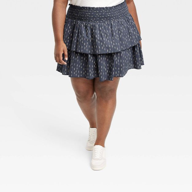 Women's Short Tiered Ruffle Mini Skirt - Universal Thread™ Gray Ikat | Target