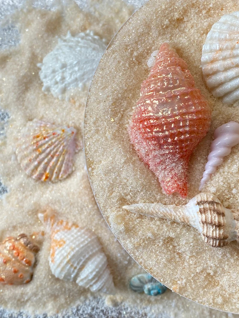 Edible Sugar Seashells, Beach Wedding Cake & Cupcake Toppers, Hard Candy Shell Decorations, Ocean... | Etsy (Global)