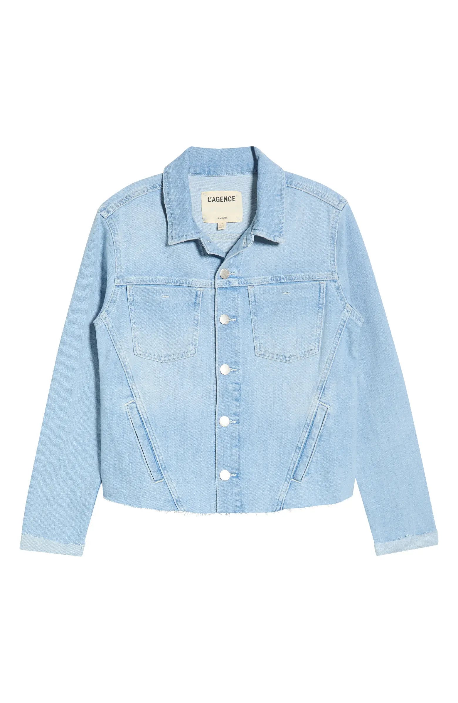 Janelle Raw Cut Slim Denim Jacket | Nordstrom
