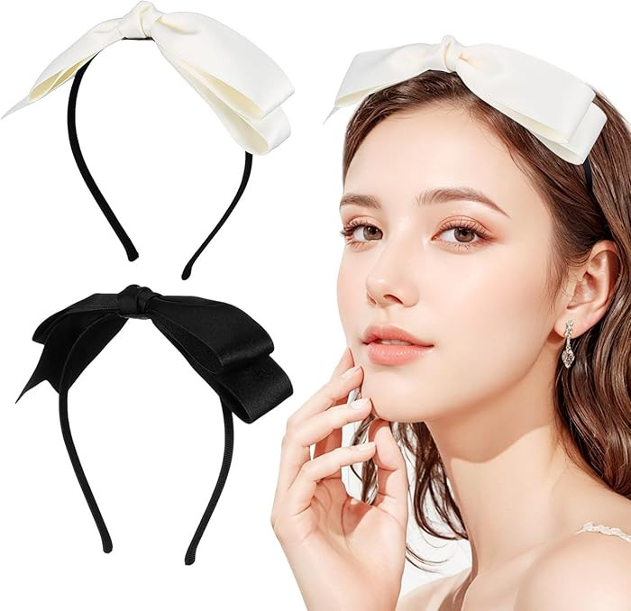 2Pcs Fashion Bow Headband Kawaii Hair Accessories with Ribbon Bows for Women and Girls Decorative... | Amazon (US)