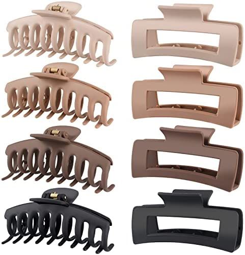 8 Pack 4.3 Inch Large Hair Claw Clips for Women Thin Thick Curly Hair , Big Matte Banana Clips,90... | Amazon (US)