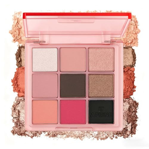 K'APEINE 9Colors Eyeshadow Palette, Pink Brown Eyeshadow Matte Shimmer Eye Shadow Blendable Makeup Palette High Pigment Waterproof Makeup Kit for Women Brithday, Valentine's Day, Christmas-LG01 | Amazon (US)