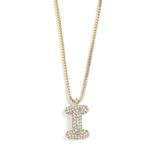 BaubleBar Gwen Mini Pave Bubble Initial Necklace - Cubic Zirconia Letter Pendant, Gold Necklace with Initials for Women, Letter I | Amazon (US)
