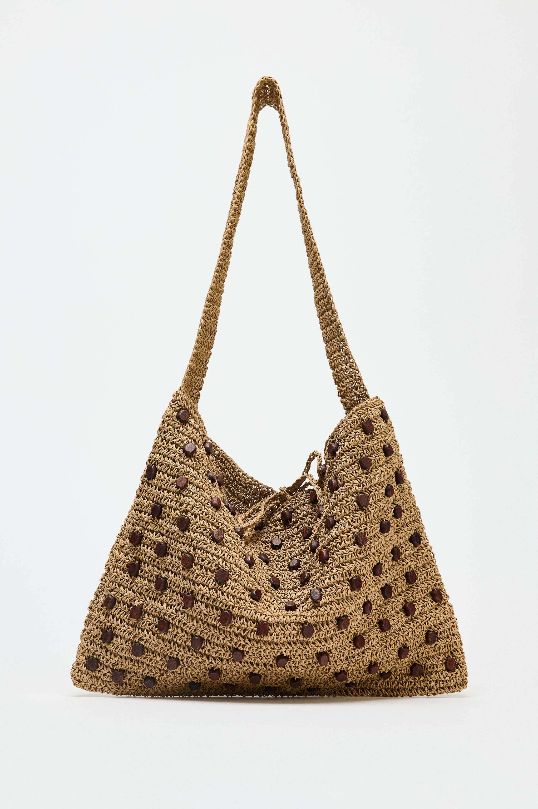 BEADED WOVEN TOTE BAG | Zara UK