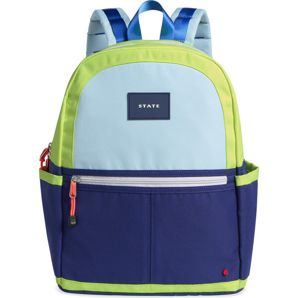 Kane Kids Double Pocket Backpack, Navy/Neon | Maisonette