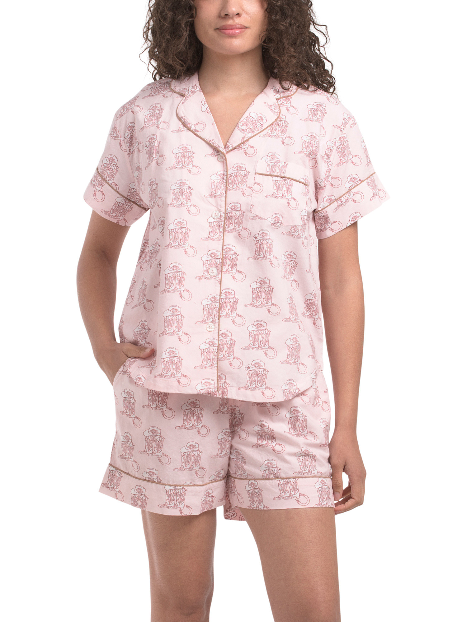 2pc Dolly In Us Western Print Top And Shorts Pajama Set | TJ Maxx
