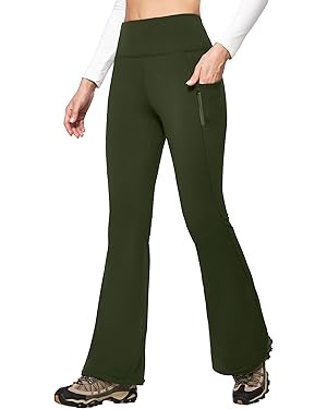 IUGA Fleece Lined Pants Women Water Resistant Hiking Pants Winter Flare Leggings with Pockets Boo... | Amazon (US)