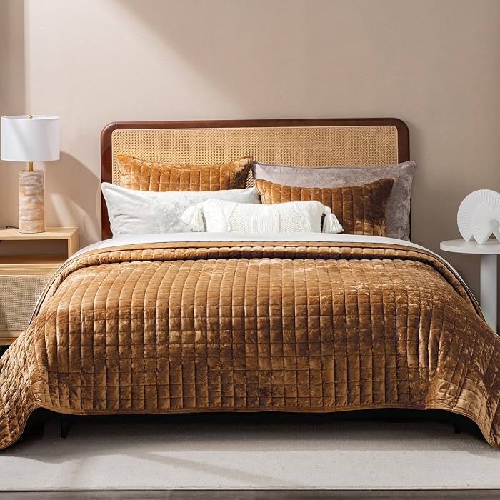 RECYCO Luxury Velvet Quilt Set King Size Bedding Sets, Ultra Soft Velvet Comforter Set, Lightweig... | Amazon (US)
