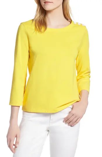 Women's 1901 Shoulder Button Cotton Top, Size X-Small - Yellow | Nordstrom