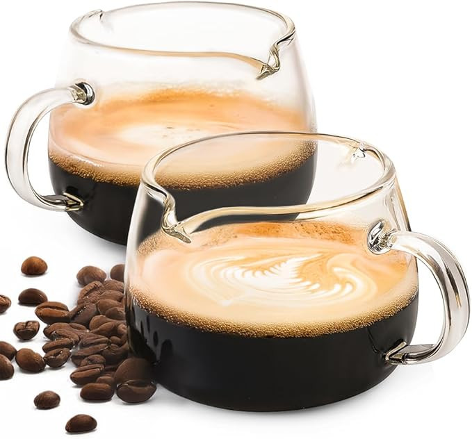 Espresso Cups Set of 2, 4 Oz Espresso Shot Glass, Double Spouts Glass Coffee Mugs,Small Cappuccin... | Amazon (US)