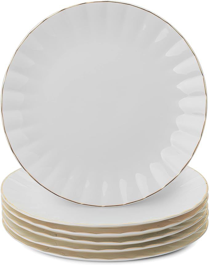 BTaT- White Dinner Plates, Set of 6, 10.5 inch, White Porcelain with Gold Trim, White Dinner Plat... | Amazon (US)