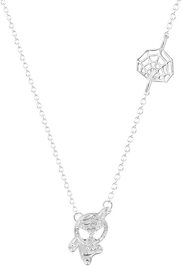 Lovely Cartoon Spider Man with Charm Section Web Necklace Cool Jewelry for Women Girls | Amazon (US)