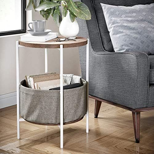 Nathan James Oraa Round Wood Nightstand, Bedside, End or Side Table with Storage, Metal Frame wit... | Amazon (US)