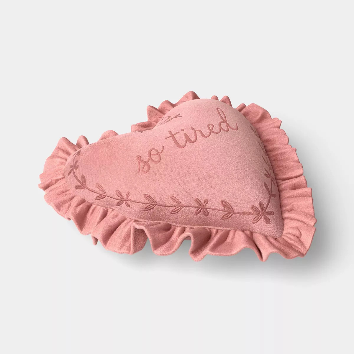 14" Heart Shaped So Tired Toss Throw Pillow Dark Pink - Room Essentials™ | Target