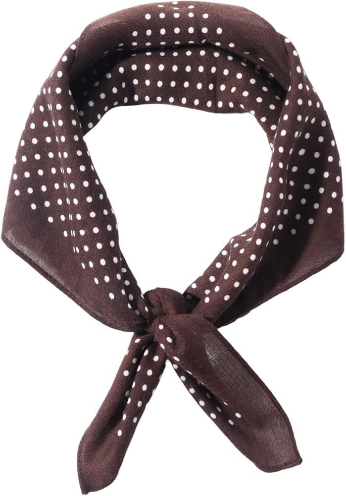 Polka Dot Scarf for Women, Elegant Brown Silk Feeling Scarf, 26 Inches 1950s Vintage Maroon Polka... | Amazon (US)