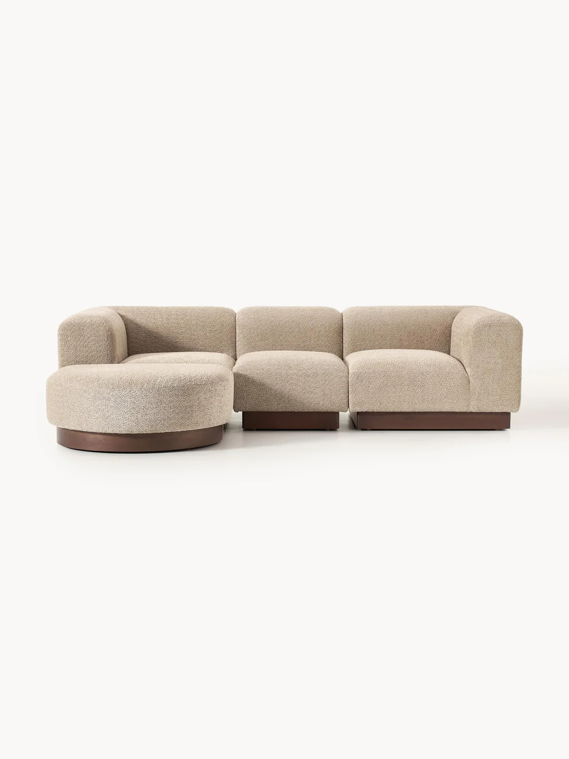 Modulares Sofa Natalie (3-Sitzer) aus Teddy-Bouclé mit Hocker (links/rechts) | Westwing EU