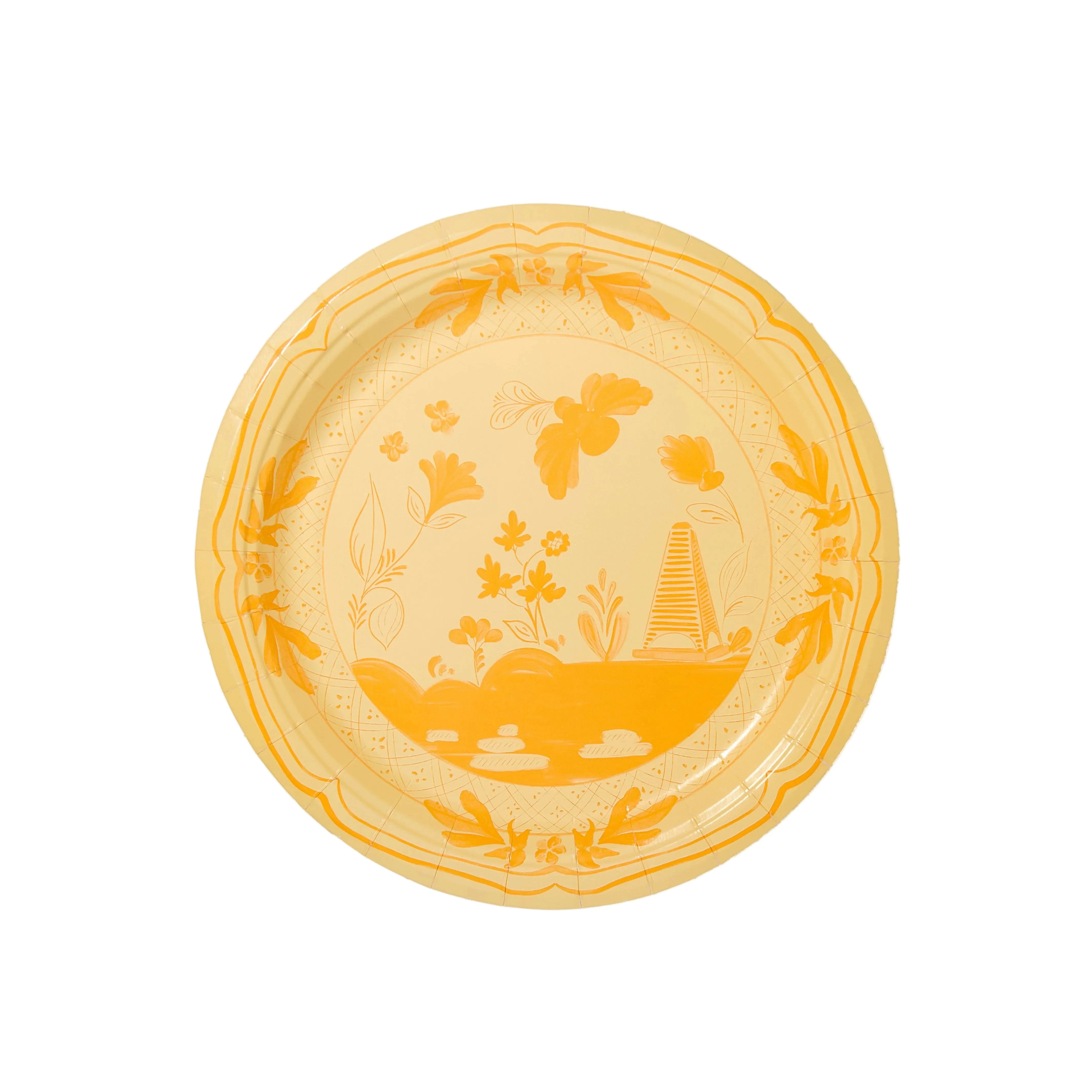 Butter and Golden Yellow Beachside Dessert Pavilion Paper Plates - 8 Pack | Pavilion Paper