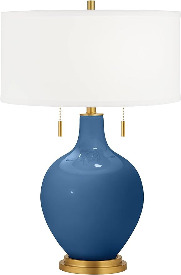 Color + Plus Regatta Blue Toby Brass Accents Table Lamp | Amazon (US)