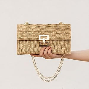 Straw Clutch Purse for Women Designer Evening Handbag Summer Beach Shoulder Crossbody Bag | Amazon (US)