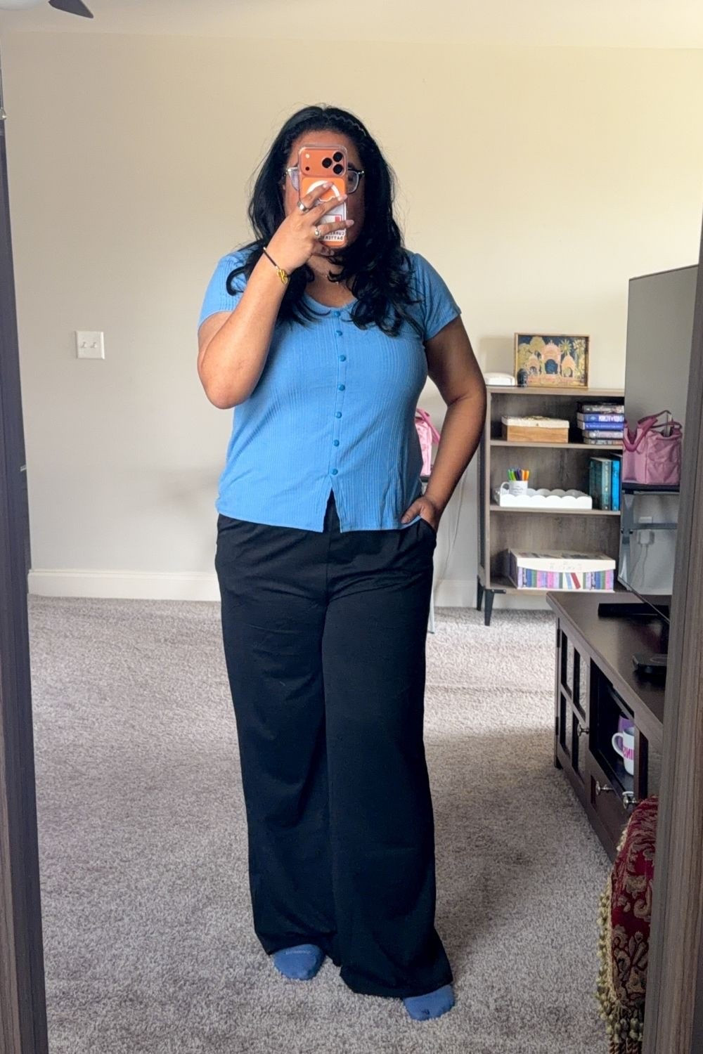 I bought this top in pink last week, loved it so much, and immediately had to go back and order it in this gorgeous blue. 🩵 It is easily one of the most flattering, cute designs I’ve found recently. The style and fabric are so light and airy, making it absolutely perfect for the warm summer months ahead. It’s the easiest way to feel put-together when it’s hot outside!

#LTKWorkwear #LTKMidsize #LTKHome