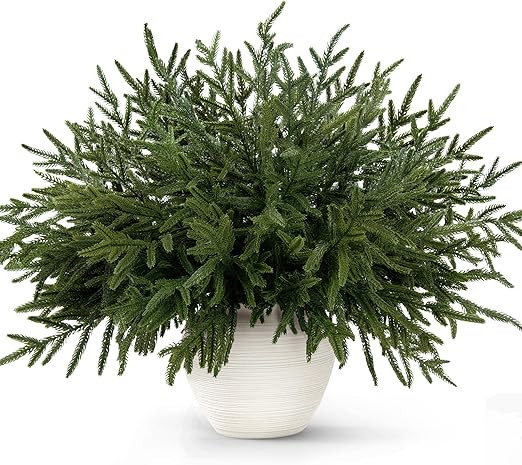 14 Pcs Norfolk Pine Stems, 18 Inch Real Touch Artificial Christmas Norfolk Pine Branch, Faux Gree... | Amazon (US)