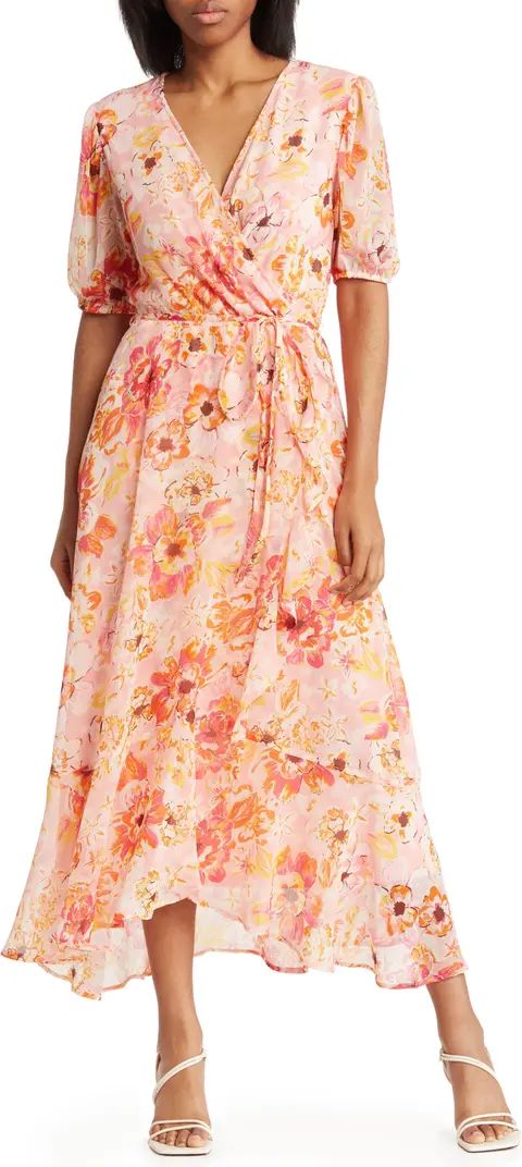 Floral Elbow Sleeve Chiffon Maxi Dress | Nordstrom Rack