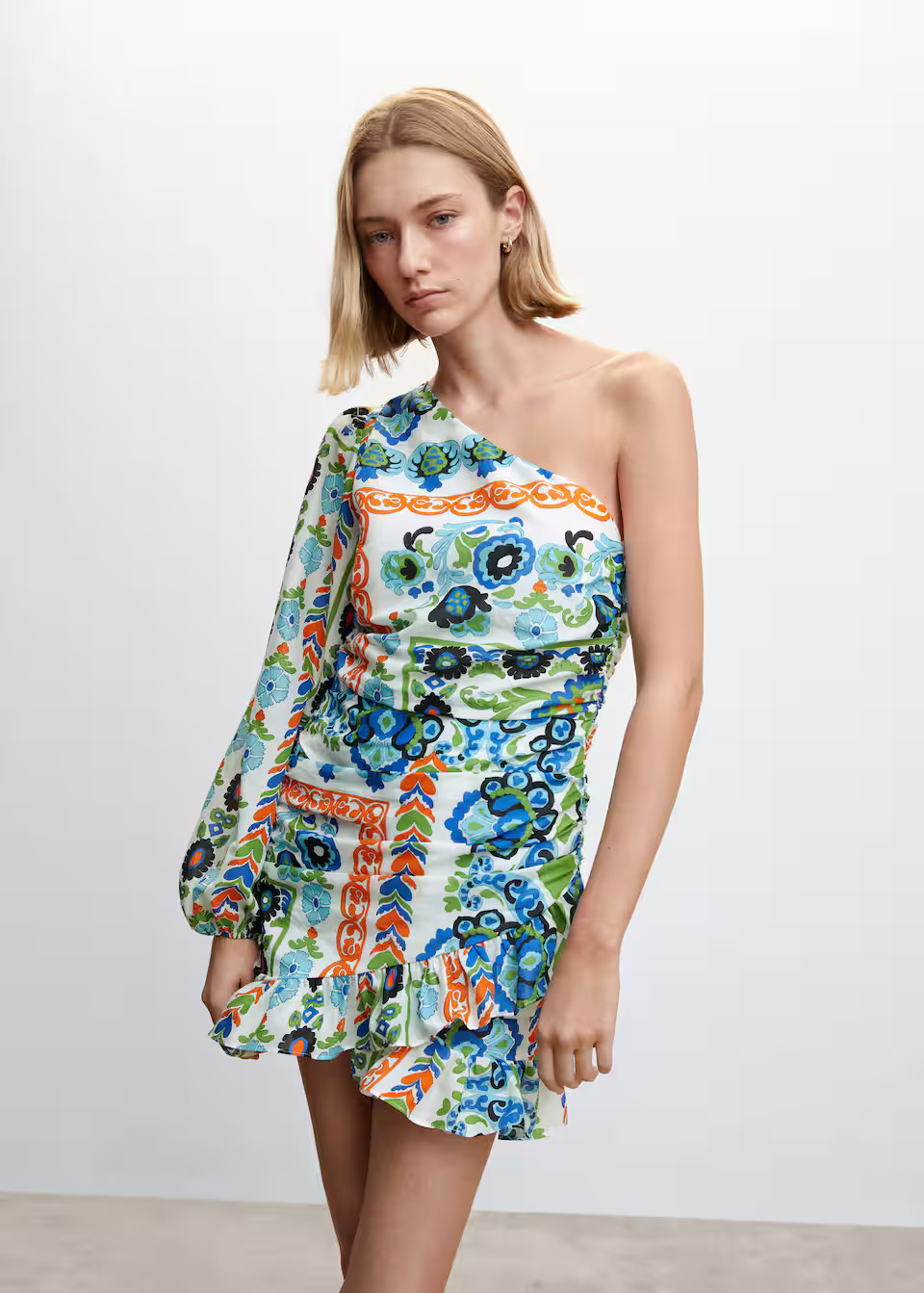 Asymmetrical pleated dress | MANGO (US)