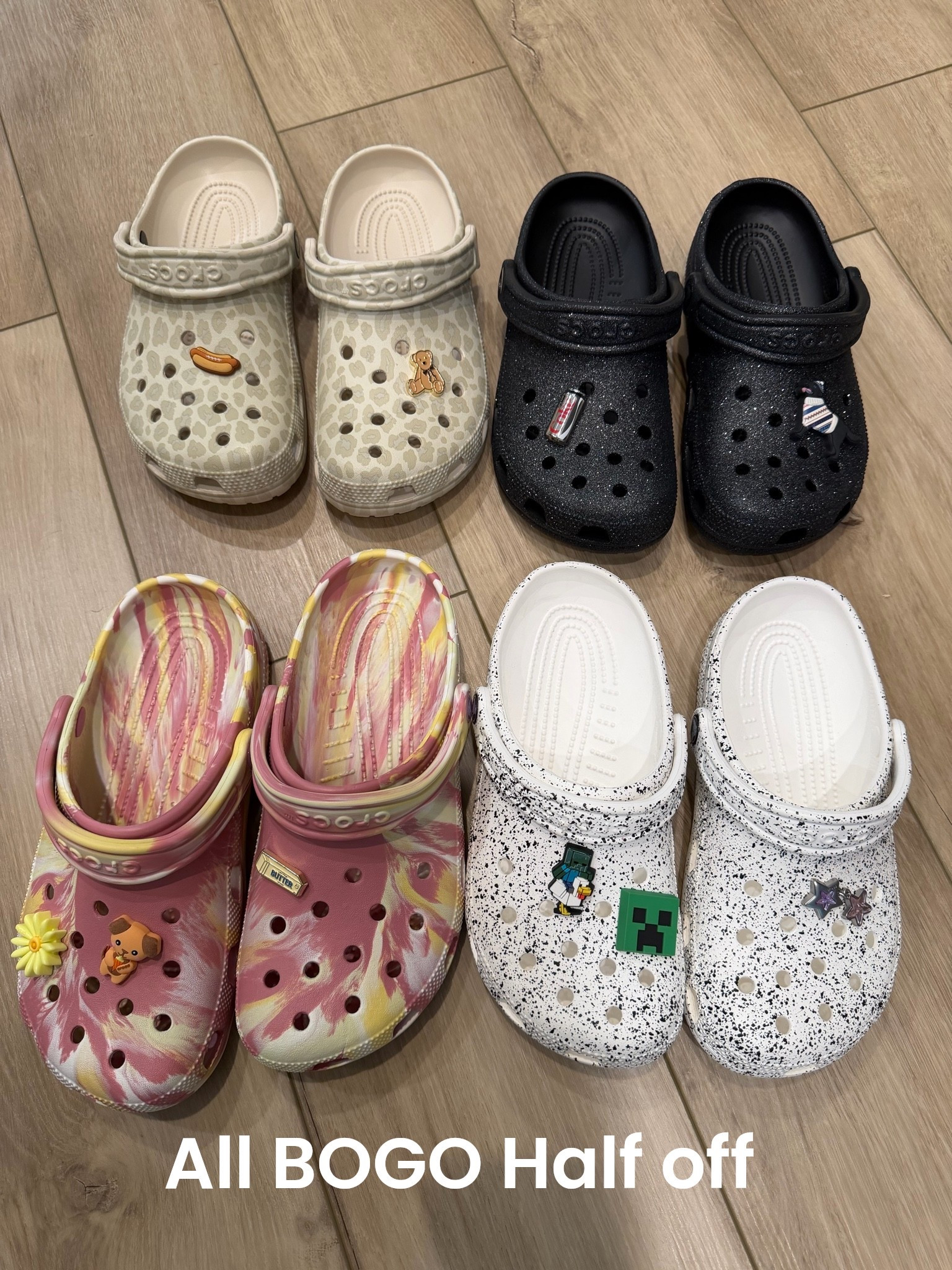 Crocs haul for my girl! 💕✨ We found the CUTEST new Crocs, and they’re all BOGO 50% off right now! Such a good time to grab a few pairs for back to school, everyday outfits, weekends + all the comfy days ahead. 👟

She picked out the cutest mix of leopard print, black glitter, pink tie dye + white speckled Crocs, and of course we had to add some fun Jibbitz charms to make each pair her own! 🐆🌸✨

Crocs are one of her favorites because they’re so easy to throw on with everything—and a BOGO half-off Crocs sale makes stocking up even better!

#Crocs #CrocsStyle #CrocsSale #CrocsKids #KidsCrocs #Jibbitz #BackToSchoolShoes #BackToSchoolShopping #GirlsFashion #KidsFashion #KidsStyle #TweenStyle #TweenFashion #MomFinds #SaleFinds #BOGO #ShoeSale #BackToSchoolStyle

#LTKootd #LTKSaleAlert