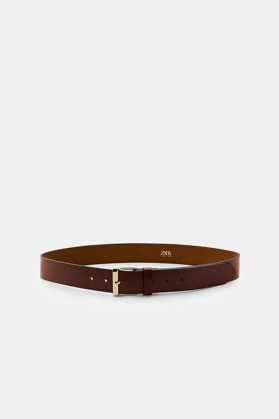SQUARE BUCKLE LEATHER BELT | Zara Canada