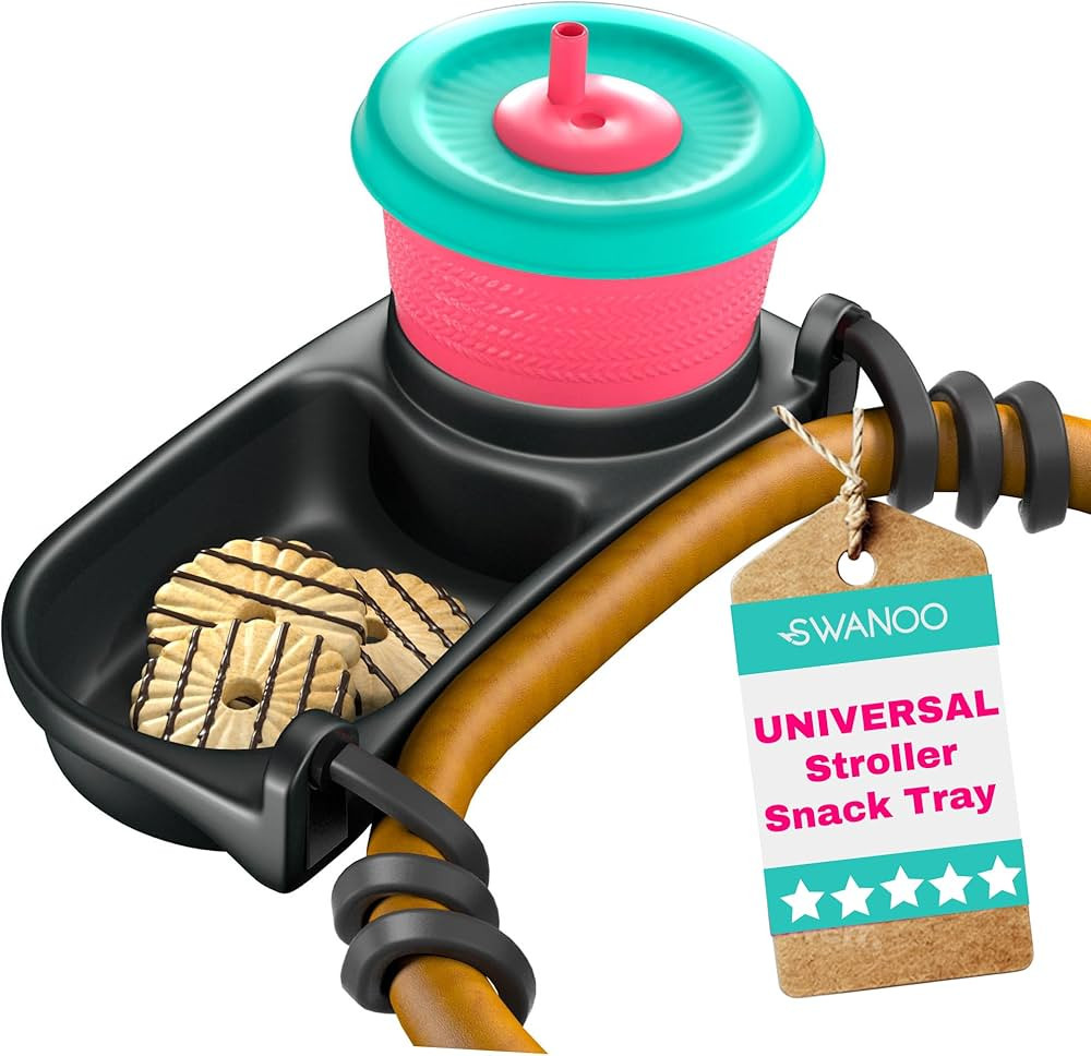 Universal Stroller Snack Tray | Stroller Cup Holder | Silicone Flexible Arms Grip Stroller Bar St... | Amazon (US)