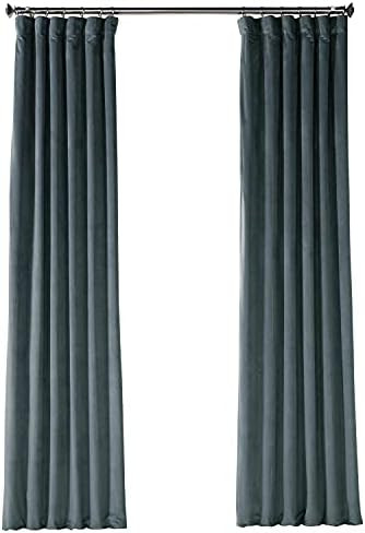 HPD Half Price Drapes VPYC Heritage Plush Velvet Curtain (1 Panel), 50 X 96, London Blue | Amazon (US)