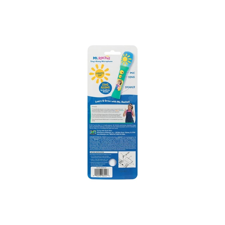 Ms. Rachel Sing Along Microphone, Includes Built-in Music and Lights, Children Ages 18+ Months | Walmart (US)