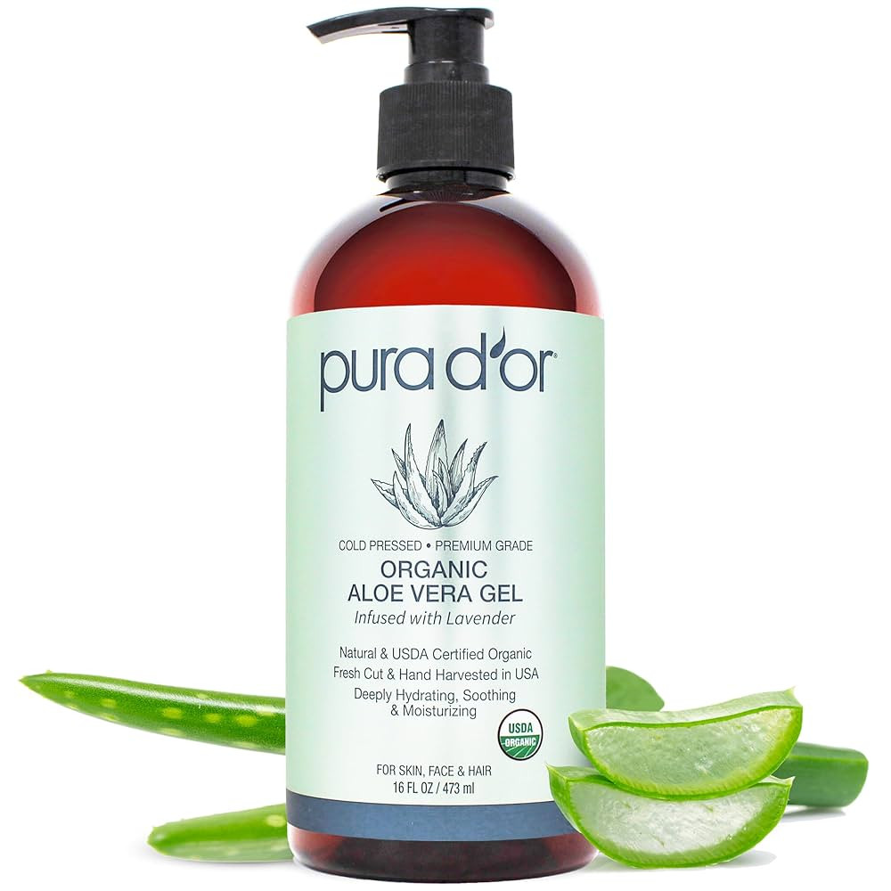 PURA D'OR 16 Oz ORGANIC Aloe Vera Gel - Lavender - All Natural - ZERO Artificial Preservatives - ... | Amazon (US)