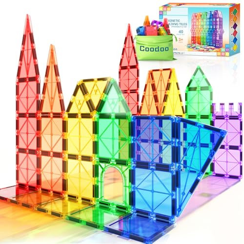 Magnetic Tiles Kids Toys STEM Magnet Toy for Toddler Magnetic Blocks Building Preschool Learning Sensory Montessori Toys for 3+ Year Old Boys and Girls, Safe Creativity Toddler Kids Toy 40PCS | Amazon (US)
