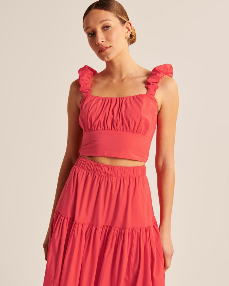 Poplin Scrunch Strap Set Top | Abercrombie & Fitch (US)